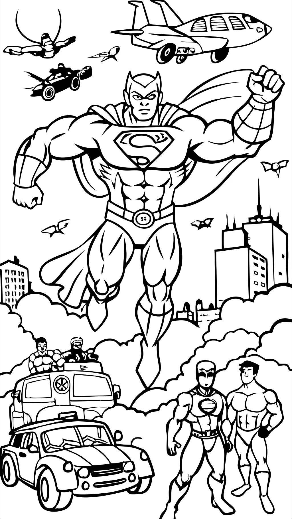 superheroes coloring page